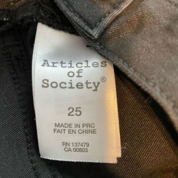 Articles of Society Coated Sarah Skinny Jeans Black Stretch Denim 25 - Picture 8 of 12
